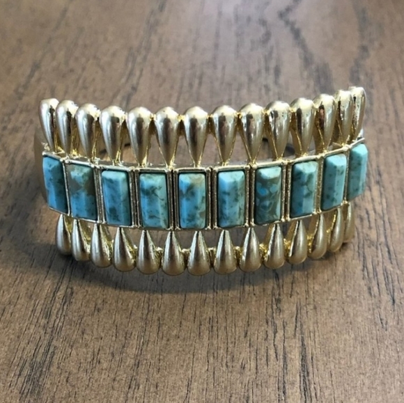 Lucky Brand Gold Turquoise Cuff Bracelet - Picture 4 of 4